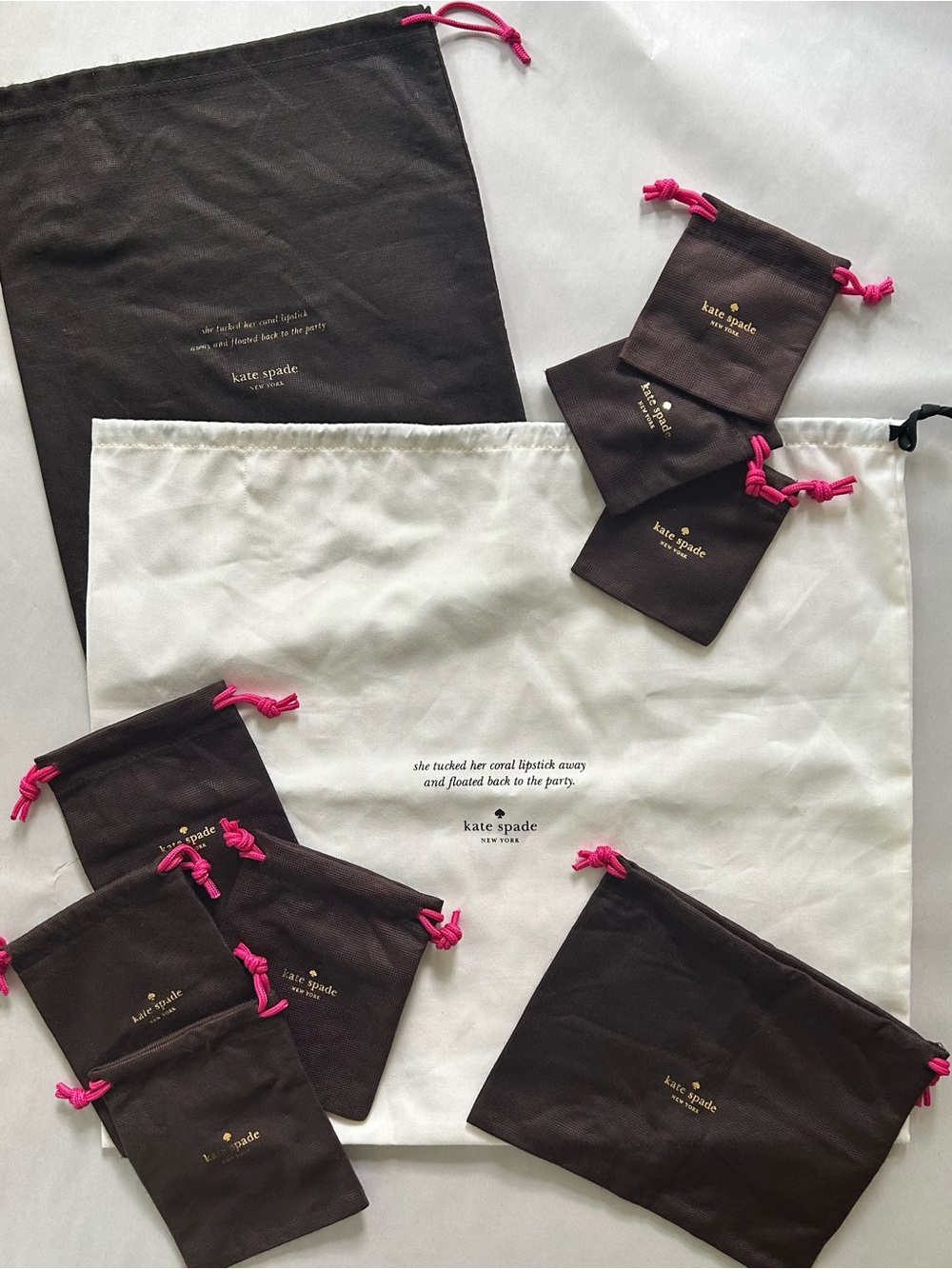 KATE SPADE New York 10 pc Dust Bag Bundle for Jewelry Wallet Medium or Large Bag - Picture 3 of 3